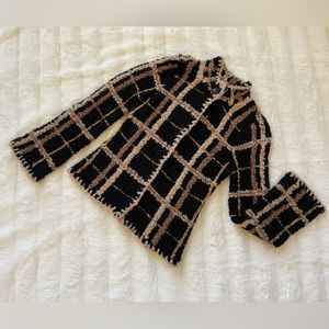Plaid Women's Sweater - Black and Brown